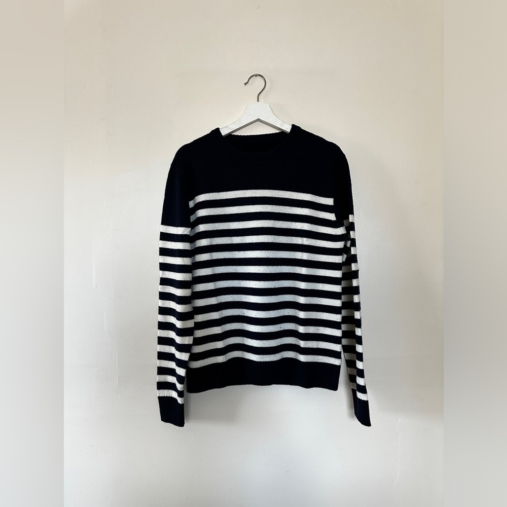 Navy with white striped sweater